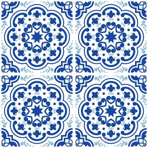 阿苏莱霍斯葡萄牙瓷砖地板图案里斯本无缝靛蓝蓝色瓷砖复古几何陶瓷