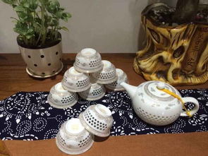 青花玲珑茶具价格 厂家 图片